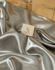 Amore - Light Gray Shiny Satin Fabric, Soft Yet Sturdy Non-Stretch Material for Bridesmaid Dresses, Pillow Covers, Chair Sashes, and Robes