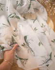 Magic - Lily of the Valley Unique Floral Organza by the Yard, Quality Printed Organza Fabric with Delicate White Flowers for Bridal Dresses