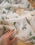 Magic - Lily of the Valley Unique Floral Organza by the Yard, Quality Printed Organza Fabric with Delicate White Flowers for Bridal Dresses