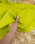 Grace - Lime Crepe Stretch Fabric for Bold Dresses and Statement Pieces, Vibrant Matte Two-Way Stretch Material by the Yard, Premium Heavy Draping for Fashion Design and Creative Projects