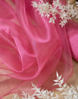Glimmer Crystal Organza - Lipstick Color Sheer High-Quality Fabric by the Yard, Sparkle Crystal Sheer for Evening Gowns, Dance Costumes, Event Decor