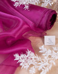 Glimmer Crystal Organza - Magenta Color Premium Crystal Fabric by the Yard, Sparkle Crystal Sheer for Evening Gowns, Dance Costumes, Ballet Tutus