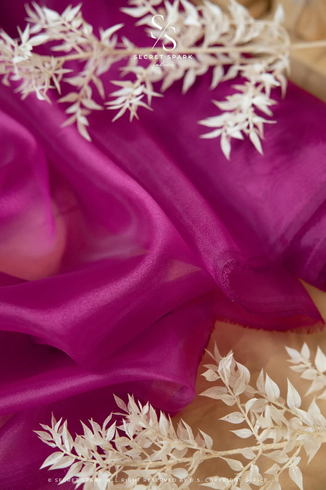 Glimmer Crystal Organza - Magenta Color Premium Crystal Fabric by the Yard, Sparkle Crystal Sheer for Evening Gowns, Dance Costumes, Ballet Tutus