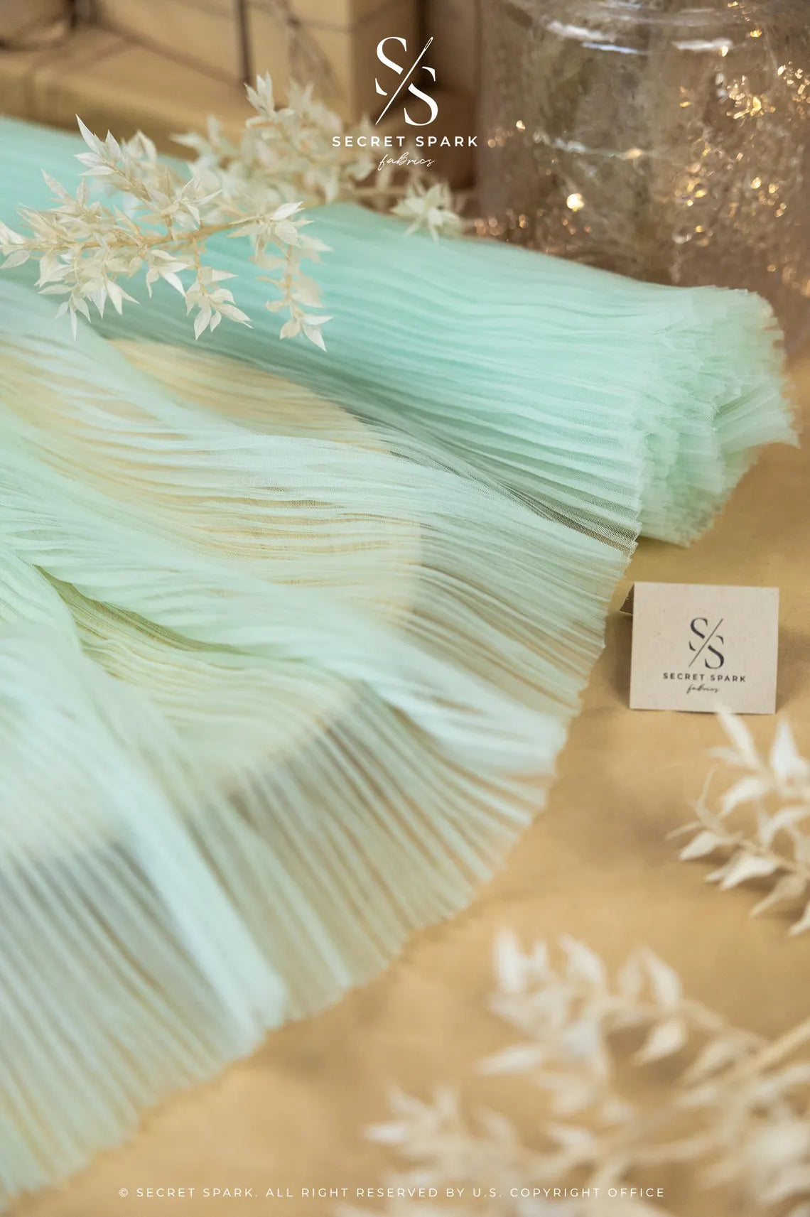 Mint Green Pleated Tulle | Quality | for Spring Fashion & Dress