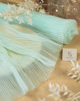 Micro Pleated - Mint Green Quality Fabric by the Yard, Handmade Textured Tulle Mesh with Accordion Pleats for Dresses, Spring Fashion