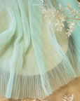 Micro Pleated - Mint Green Quality Fabric by the Yard, Handmade Textured Tulle Mesh with Accordion Pleats for Dresses, Spring Fashion