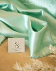 Iconic Silky Satin - Mint Color Soft Premium Charmeuse Fabric One Way Stretch for Spring Fashion, Fresh Collections, Modern Celebration Wear DIY