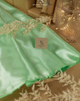Amore - Mint Dense Satin Fabric, Stiff Soft Non-Stretch Shiny Material for Bridesmaid Dresses, Hair Bows, Satin Sashes, and Luxury Bedding