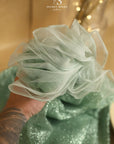 Illuminate Glitter Tulle - Misty Green Color Quality Fabric by the Yard, Shimmering Soft Mesh for Wedding Decor, Photography Props