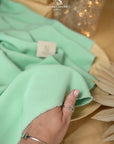 Grace - Misty Mint Green Crepe Stretch Fabric for Tight Dresses & Suits, Matte Heavy Twill Crepe Fabric by the Yard, Body Sculpting Elastic Material