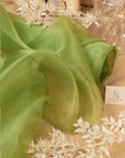 Glimmer Crystal Organza - Moss Green Color Premium Crystal Fabric by the Yard, Sparkle Crystal Sheer for Fall Wedding Decor, Evening Gowns, Curtains