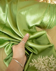 Iconic Silky Satin - Moss Green Color Soft Premium Charmeuse Fabric 1 Way Stretch for Gowns, Lingerie, Women's slips, Negligees