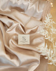 Iconic Silky Satin - Mystic Beige Color Quality 1 Way Stretch, Soft Satin Fabric for Wedding, Slip Dresses, Blouses, Decor, Evening Wear