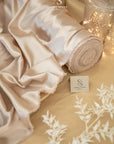 Iconic Silky Satin - Mystic Beige Color Quality 1 Way Stretch, Soft Satin Fabric for Wedding, Slip Dresses, Blouses, Decor, Evening Wear