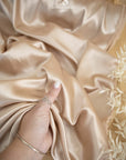 Iconic Silky Satin - Mystic Beige Color Quality 1 Way Stretch, Soft Satin Fabric for Wedding, Slip Dresses, Blouses, Decor, Evening Wear
