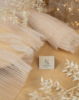 Micro Pleated - Powder Beige Tender Premium Fabric by the Yard, Handmade Textured Tulle with Soft Pleats for Wedding Dresses, Events
