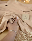 Mikado - Mystic Beige Premium Stretch Satin, Designer Quality Material by the Yard with Structured Drape for Evening, Special Events