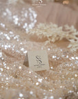 Mysteria - Mystic Beige Crystal Clear Beads & Sequin Tulle, Premium Heavy Bead Tulle Mesh Fabric by the Yard for Bridal Dress, Exclusive