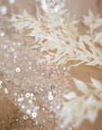 Mysteria - Mystic Beige Crystal Clear Beads & Sequin Tulle, Premium Heavy Bead Tulle Mesh Fabric by the Yard for Bridal Dress, Exclusive