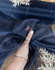 Glimmer Crystal Organza - Navy Blue Color High-Quality Crystal Fabric by the Yard, Sparkle Crystal Sheer for Evening Gowns, Event Decor, Veils
