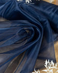 Glimmer Crystal Organza - Navy Blue Color High-Quality Crystal Fabric by the Yard, Sparkle Crystal Sheer for Evening Gowns, Event Decor, Veils
