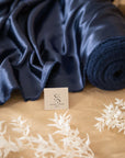 Iconic Silky Satin - Navy Color Soft High Quality Fabric 1 Way Stretch for Multipurpose, Table Runners, Shirts, Pajamas, Dress making