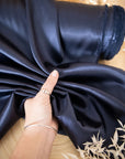 Iconic Silky Satin - Navy Color Soft High Quality Fabric 1 Way Stretch for Multipurpose, Table Runners, Shirts, Pajamas, Dress making
