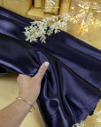 Amore - Navy Sturdy Satin Fabric, Glossy Non-Stretch Material for Men's Tuxedos, Bridesmaid Dresses, Table Linens, and Accessories
