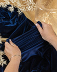 Rich - Navy Stretch Velvet Fabric by the Yard, Premium 4-Way Dense Velour Material for Gowns, Upholstery, Drapes