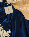 Rich - Navy Stretch Velvet Fabric by the Yard, Premium 4-Way Dense Velour Material for Gowns, Upholstery, Drapes