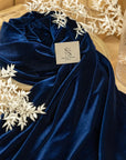 Rich - Navy Stretch Velvet Fabric by the Yard, Premium 4-Way Dense Velour Material for Gowns, Upholstery, Drapes