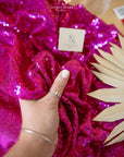 Glitz Sequin - Deep Fuchsia Color Brilliant Premium Material by the Yard, Round 3mm Sequins for Stage Costumes, Event Decor, Dance Wear