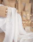 Aura Chiffon - Off White Color Premium Bridal Fabric by the Yard, Soft Matte Quality with Beautiful Drape for Wedding Gowns, Bridal Robes, Veils