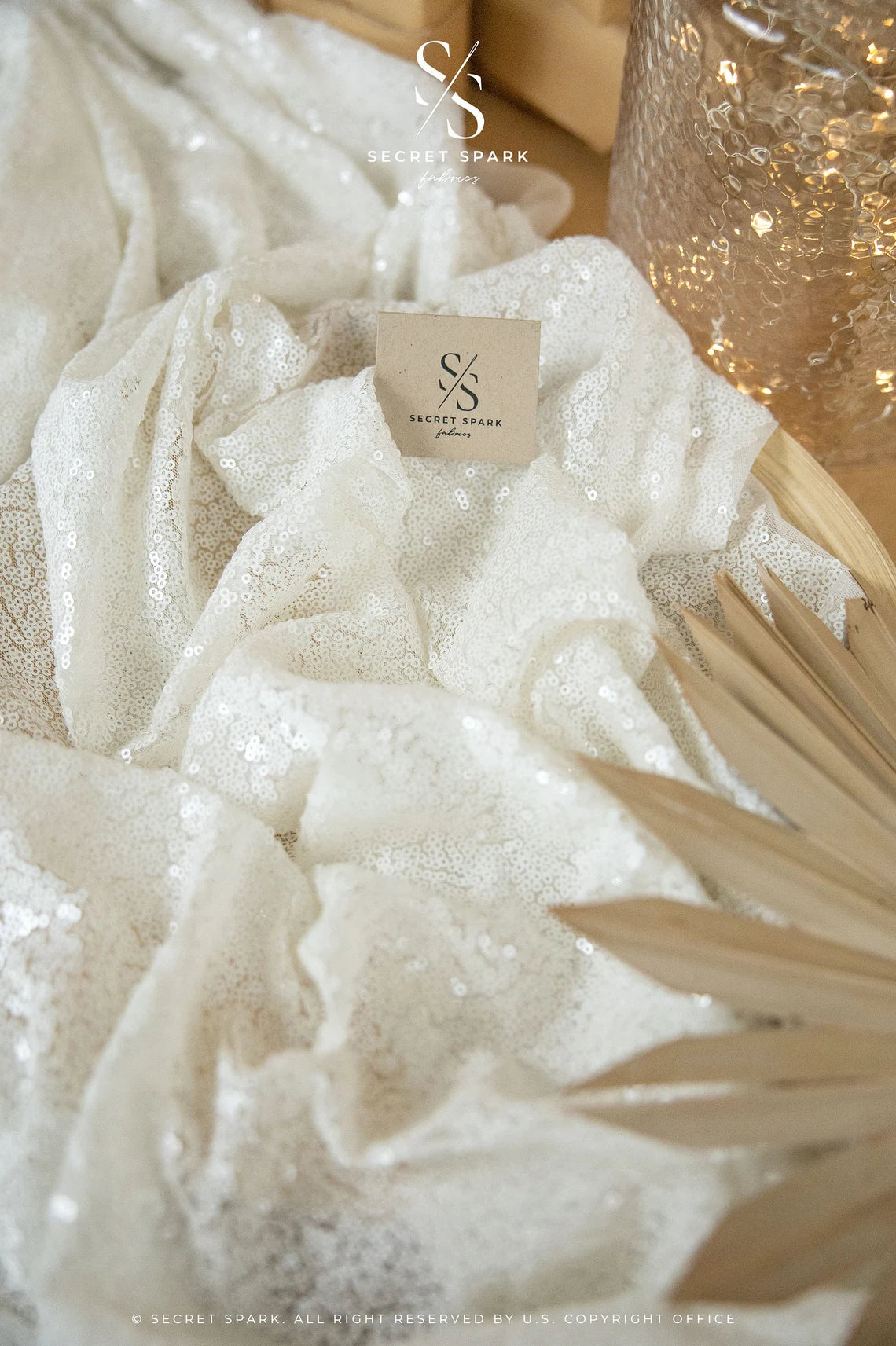Glitz Sequin - Off White Color Premium Bridal Material by the Yard, So Secret Spark Fabrics Glitz Sequin - Off White Color Premium Bridal Material by the Yard, So Secret Spark Fabrics