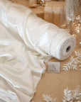 Iconic Silky Satin - Off White Color Soft Premium Charmeuse Fabric One Way Stretch for Bridal Collections, Wedding Attire, Classic Fashion DIY