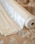 Iconic Silky Satin - Off White Color Soft Premium Charmeuse Fabric One Way Stretch for Bridal Collections, Wedding Attire, Classic Fashion DIY