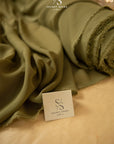 Aura Chiffon - Olive Green Color Premium Material by the Yard, Soft Matte Quality with Flowing Drape, for Summer Dresses, Table Runners, 59" wide