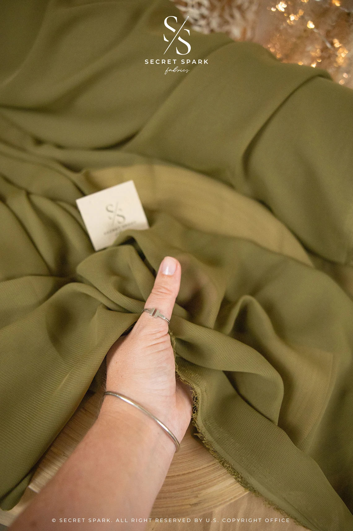 Buy Fabric Online Aura Chiffon - Olive Green Material by the Yard