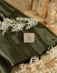 Amore - Olive Green Dense Satin Fabric, Elegant Glossy Material for Men's Suits, Decorative Napkins, Satin Sashes, Accessories