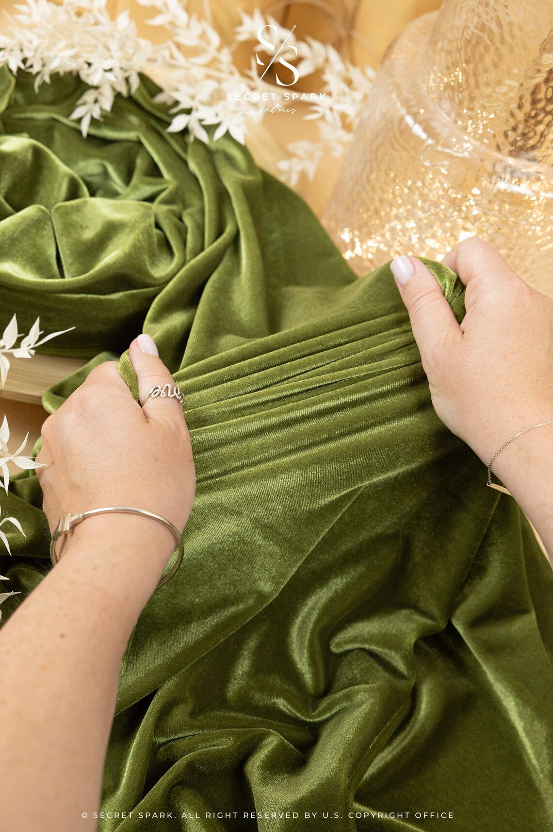 Rich - Olive Green Stretch Velvet Fabric, Premium 4-Way Soft Velour for Renaissance Garments, Upholstery, Cloaks Rich - Olive Green Stretch Velvet Fabric, Premium 4-Way Soft Velour for Renaissance Garments, Upholstery, Cloaks