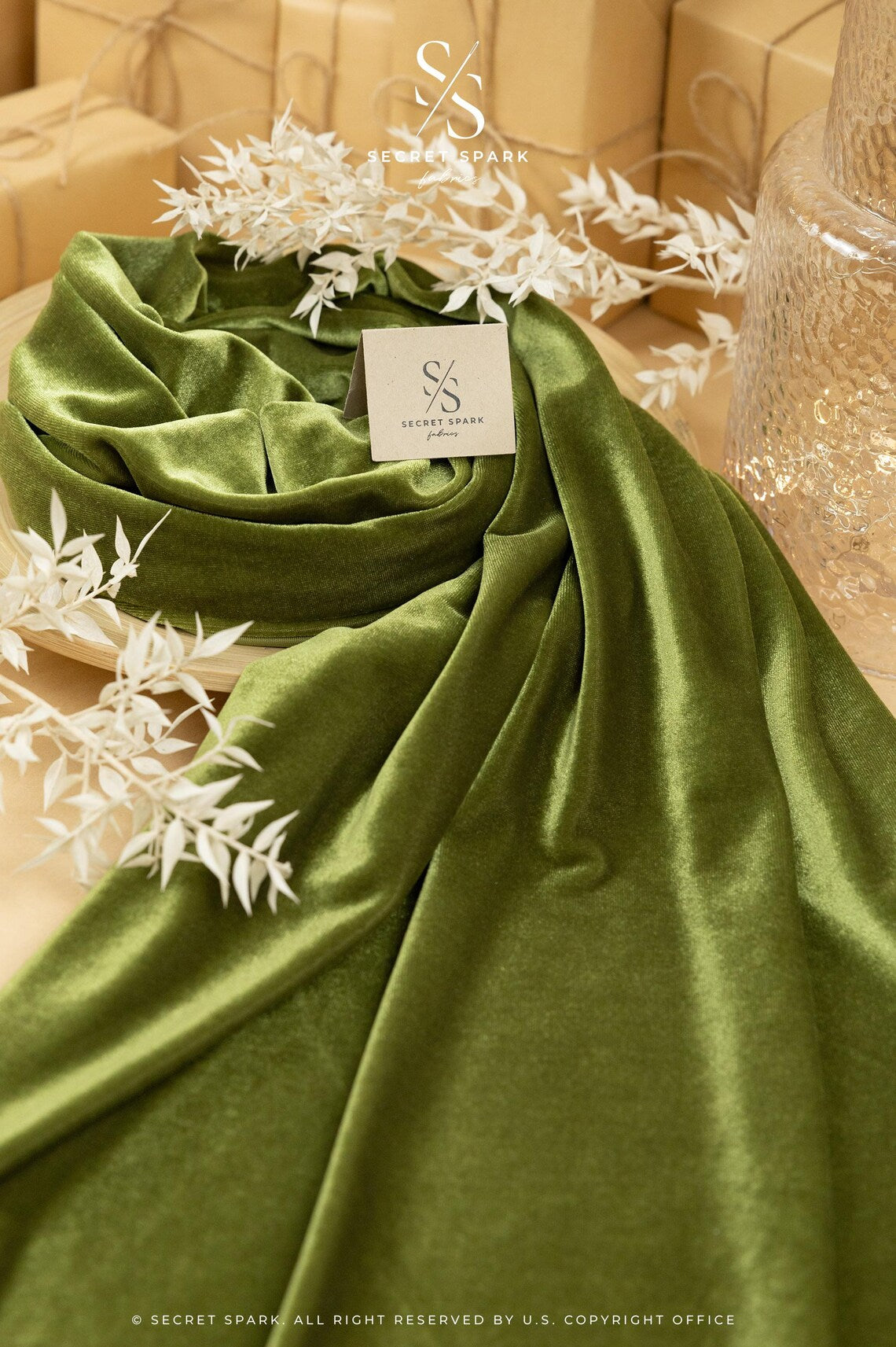 Olive Green Velvet Fabric | No Fray | for Renaissance & Upholstery  Secret  Spark Fabrics