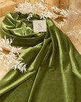 Rich - Olive Green Stretch Velvet Fabric, Premium 4-Way Soft Velour for Renaissance Garments, Upholstery, Cloaks