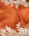 Glimmer Crystal Organza - Orange Color Bright Crystal Fabric by the Yard, Sparkle Crystal Sheer for Dance Costumes, Event Decor, Party