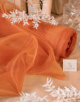Glimmer Crystal Organza - Orange Color Bright Crystal Fabric by the Yard, Sparkle Crystal Sheer for Dance Costumes, Event Decor, Party
