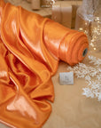 Iconic Silky Satin - Orange Color Soft Airy Silky Satin, 1 Way Stretch Satin Fabric, Perfect for Multipurpose, Table Runners, Crafts, Pajamas, Dress making