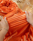 Rich - Orange Stretch Velvet Fabric by the Yard, Vibrant 4-Way Velour for Costumes, Dresses, Pillows, Seasonal Decor