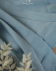 Mikado - Pale Dusty Blue Premium Satin, Delicate Structured Material by the Yard with One-Way Stretch for Evening, Formal Wear