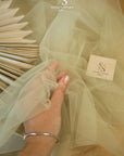 Clouds Tulle 59" - Pale Olive Green Color Soft Matte Fabric by the Yard, Premium Quality Tulle Mesh for Garden Events, Natural Decor and Weddings