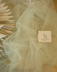 Clouds Tulle 59" - Pale Olive Green Color Soft Matte Fabric by the Yard, Premium Quality Tulle Mesh for Garden Events, Natural Decor and Weddings