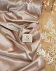 Iconic Silky Satin - Pale Taupe Color Soft Premium Charmeuse Fabric 1 Way Stretch, Soft Satin Fabric for Women's Slips, Craft, Ties, Handkerchiefs DIY